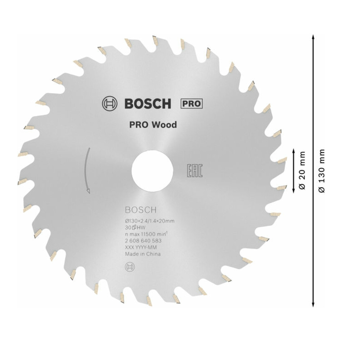Bosch Lama circolare Optiline Wood, per seghe circolari manuali, 130x20/16x2,4mm 30