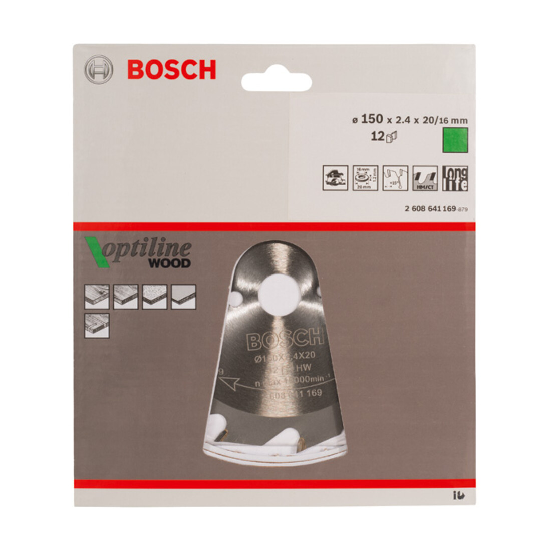 Bosch Lama circolare Optiline Wood, per seghe circolari manuali, 150x20/16x2,4mm 12