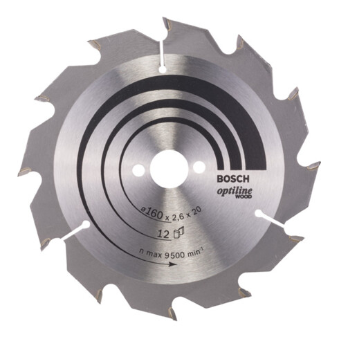 Bosch Lama circolare Optiline Wood, per seghe circolari manuali, 160x20/16x2,6mm 12