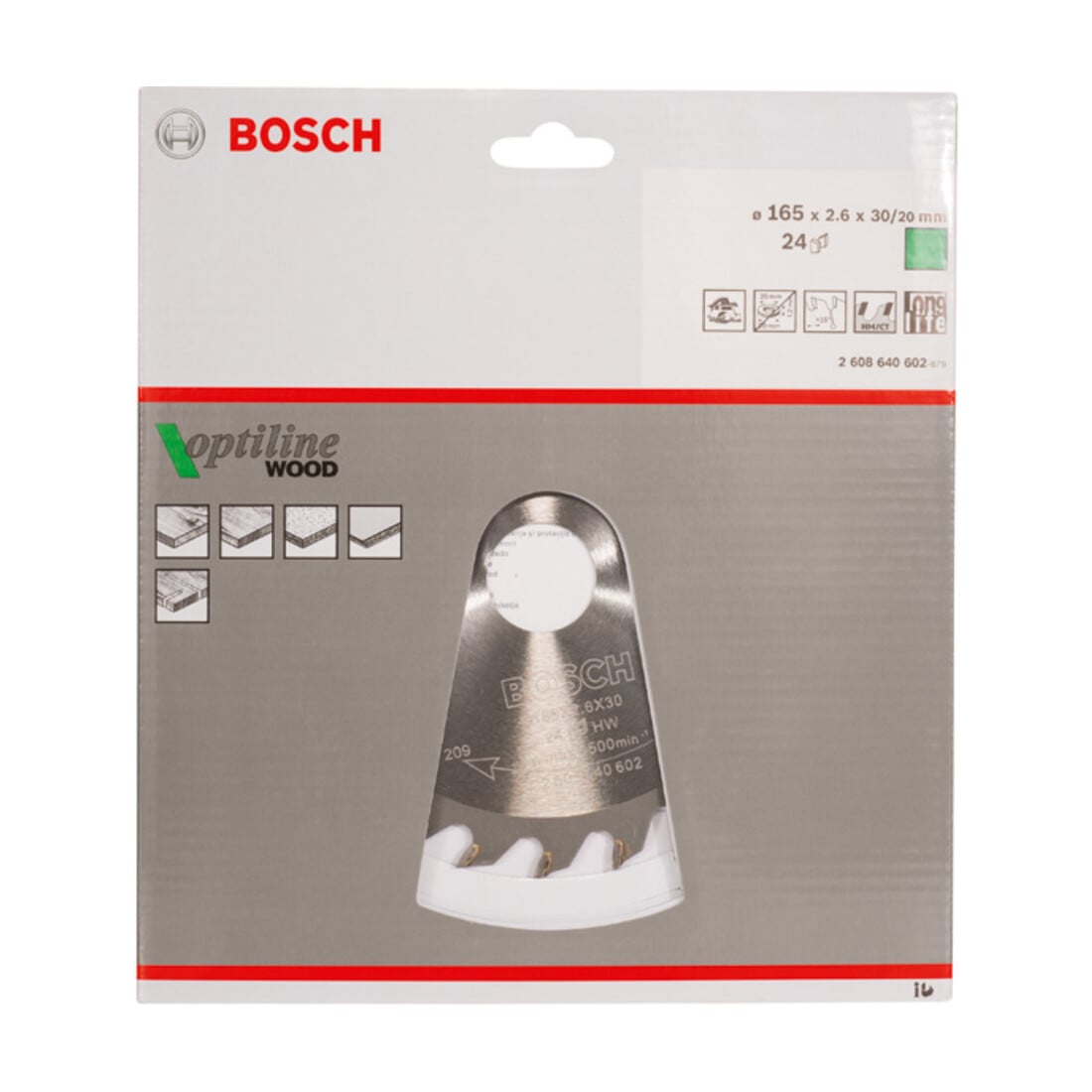 Bosch Lama circolare Optiline Wood, per seghe circolari manuali, 165x30x2,6mm 24