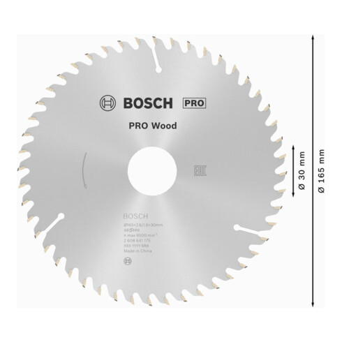 Bosch Lama circolare Optiline Wood, per seghe circolari manuali, 165x30x2,6mm 48