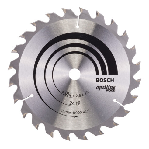Bosch Lama circolare Optiline Wood, per seghe circolari manuali, 184x16x2,6mm 24