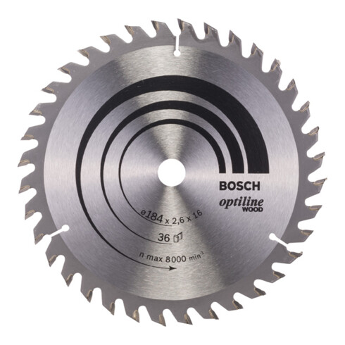 Bosch Lama circolare Optiline Wood, per seghe circolari manuali, 184x16x2,6mm 36