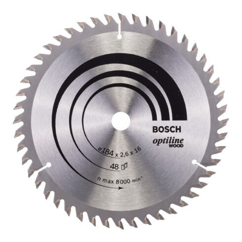 Bosch Lama circolare Optiline Wood, per seghe circolari manuali, 184x16x2,6mm 48