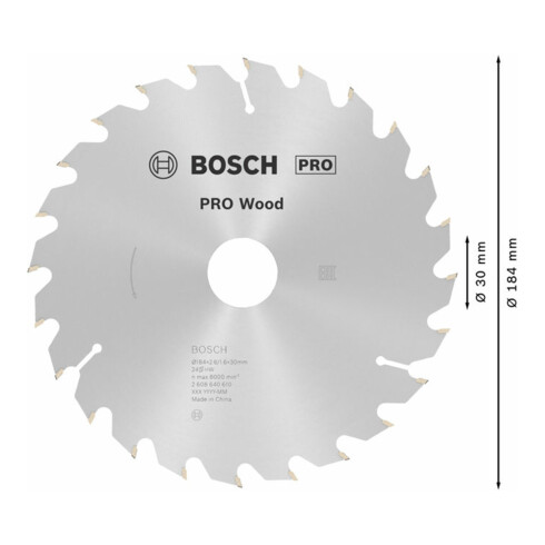 Bosch Lama circolare Optiline Wood, per seghe circolari manuali, 184x30x2,6mm 24