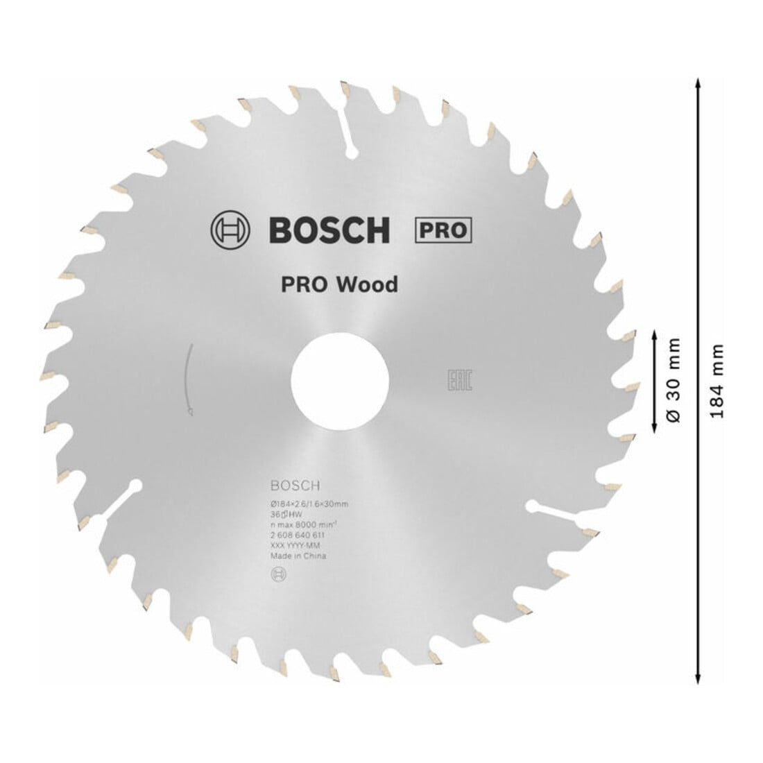 Bosch Lama circolare Optiline Wood, per seghe circolari manuali, 184x30x2,6mm 36