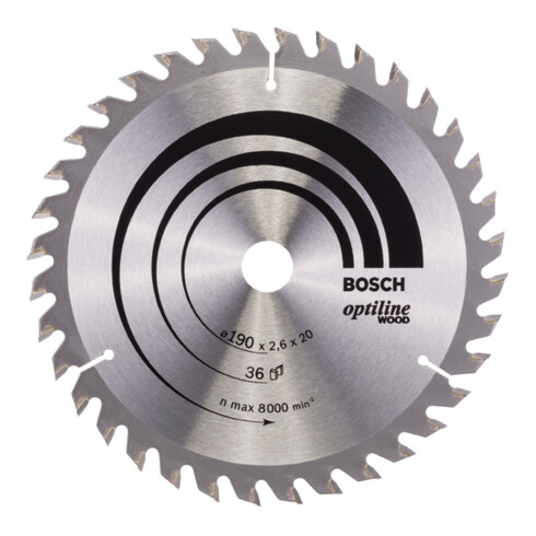 Bosch Lama circolare Optiline Wood, per seghe circolari manuali, 190x20/16x2,6mm 36
