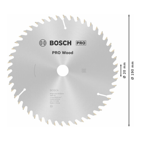 Bosch Lama circolare Optiline Wood, per seghe circolari manuali, 190x20/16x2,6mm 48