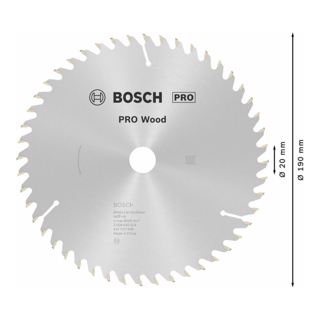 Bosch Lama circolare Optiline Wood, per seghe circolari manuali, 190x20/16x2,6mm 48