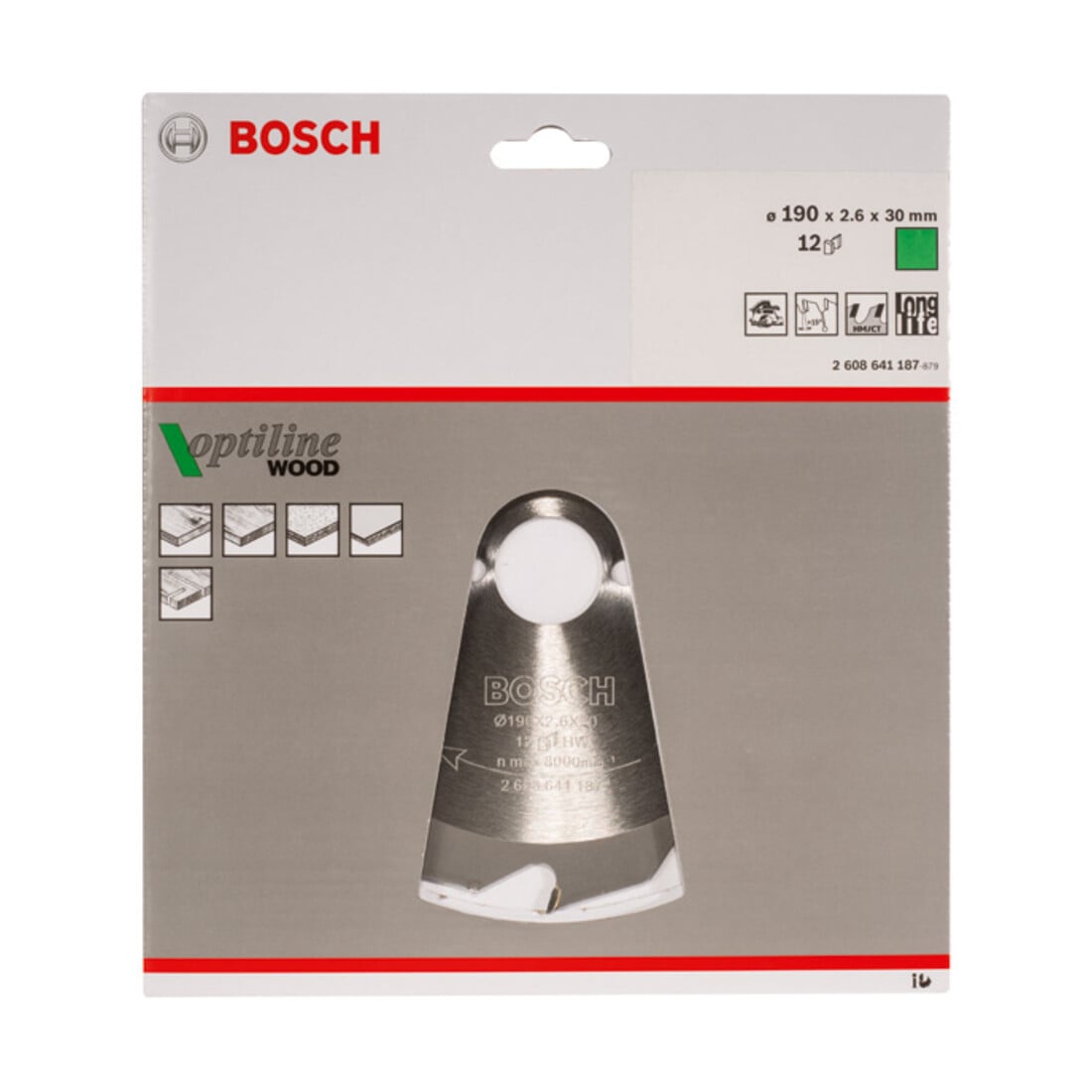 Bosch Lama circolare Optiline Wood, per seghe circolari manuali, 190x30x2,6mm 12