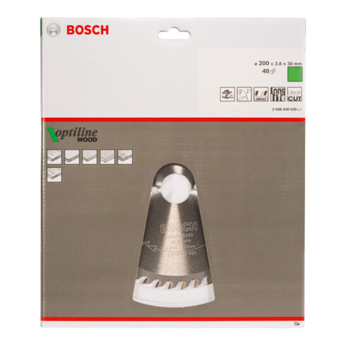 Bosch Lama circolare Optiline Wood, per seghe circolari manuali, 200x30x2,8mm 48