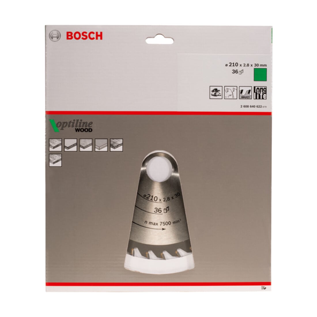 Bosch Lama circolare Optiline Wood, per seghe circolari manuali, 210x30x2,8mm 36