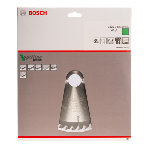 Bosch Lama circolare Optiline Wood, per seghe circolari manuali, 230x30x2,8mm 48