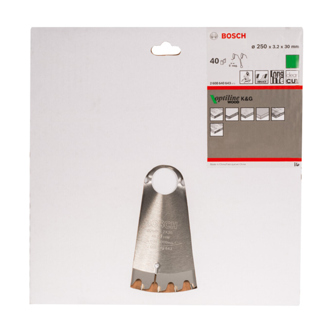 Bosch Lama circolare Optiline Wood, per seghe e troncatrici 250x30x3,2mm 40
