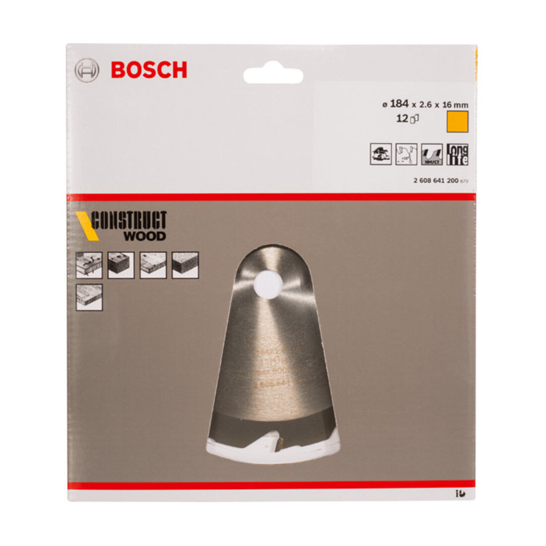 Bosch Lama circolare per sega Construct Wood, 184x16x2,6mm 12