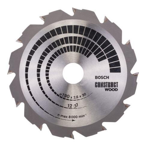 Bosch Lama circolare per sega Construct Wood, 190x30x2,6mm 12
