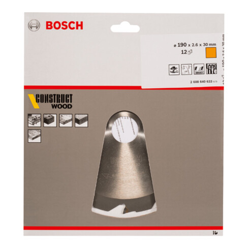 Bosch Lama circolare per sega Construct Wood, 190x30x2,6mm 12