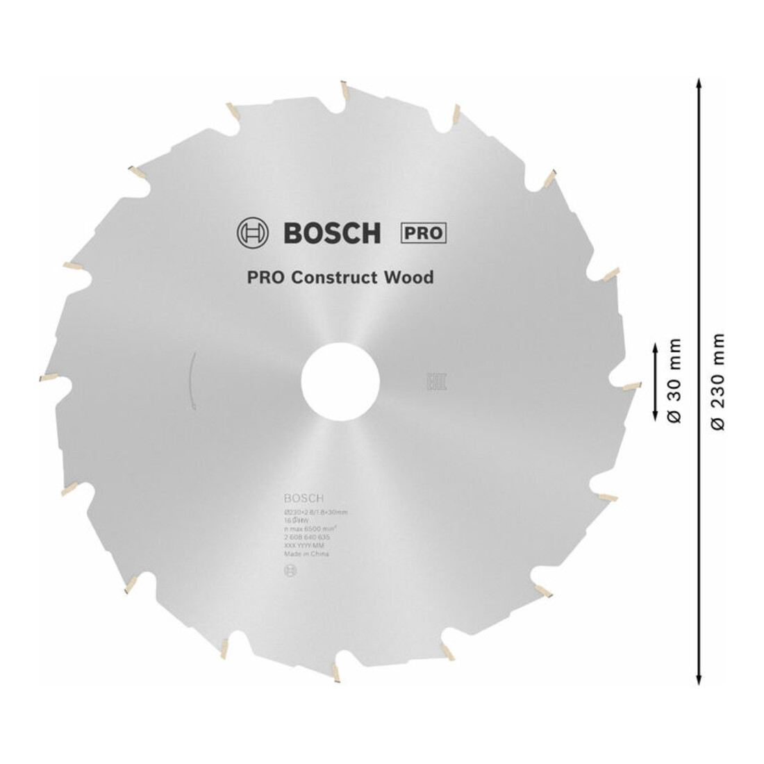 Bosch Lama circolare per sega Construct Wood, 230x30x2,8mm 16