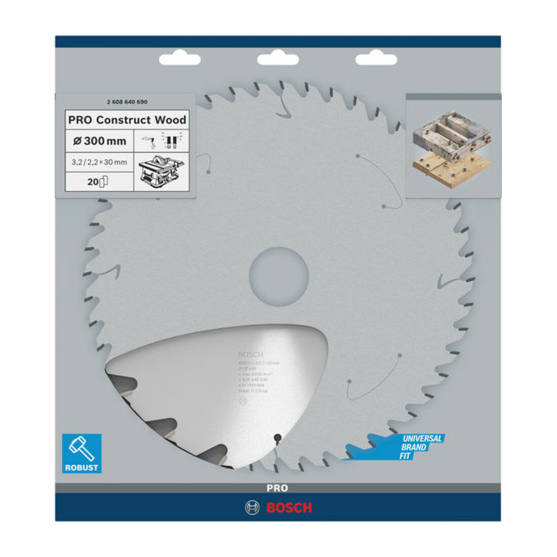 Bosch Lama circolare per sega Construct Wood, 300x30x3,2mm 20