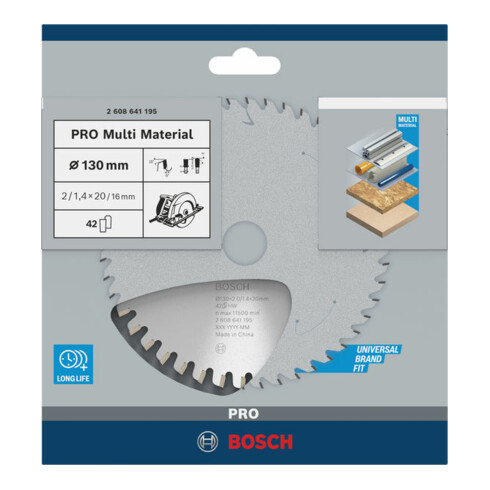 Bosch Lama circolare per sega Multi Material, 130x20/16x2mm 42