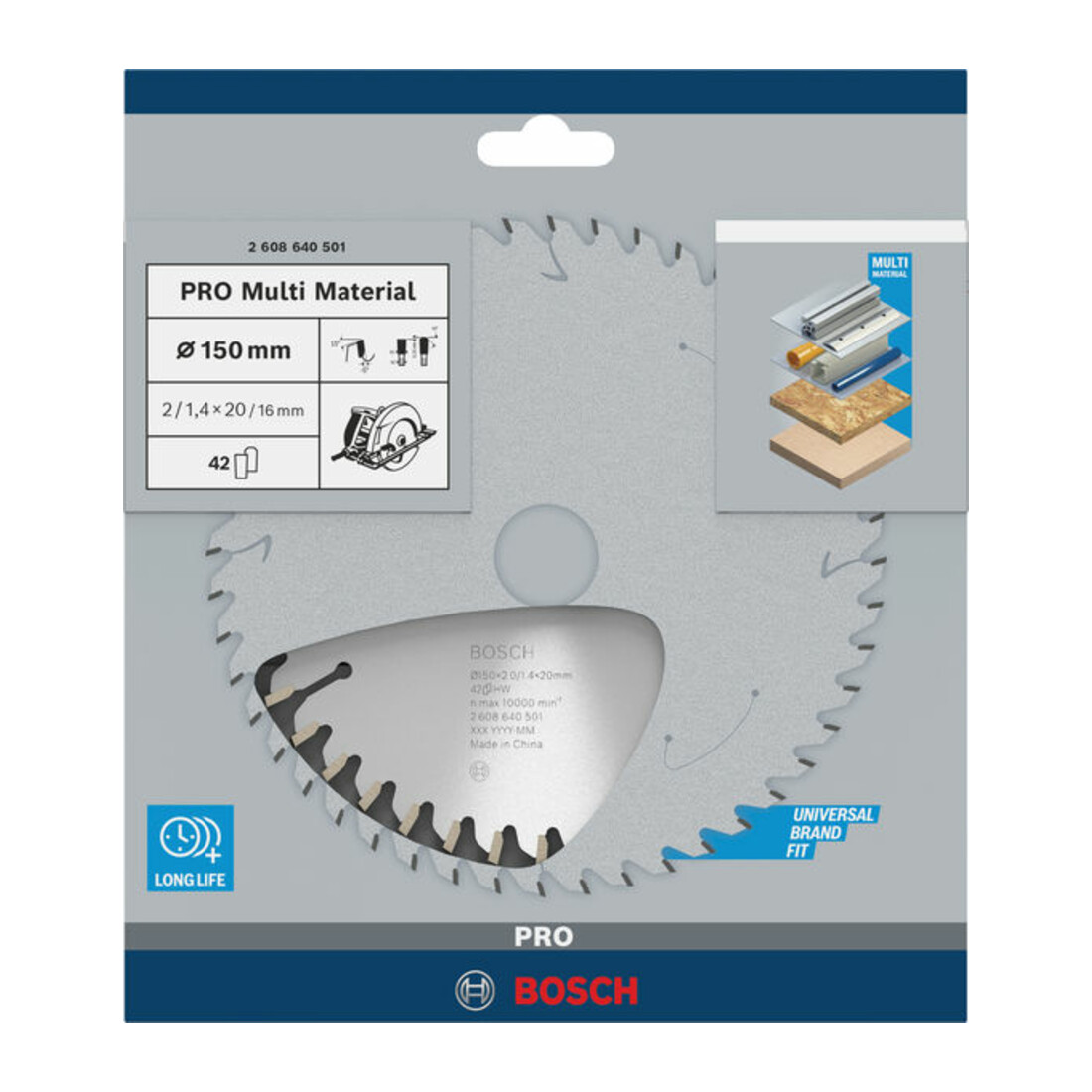 Bosch Lama circolare per sega Multi Material, 150x20/16x2mm 42