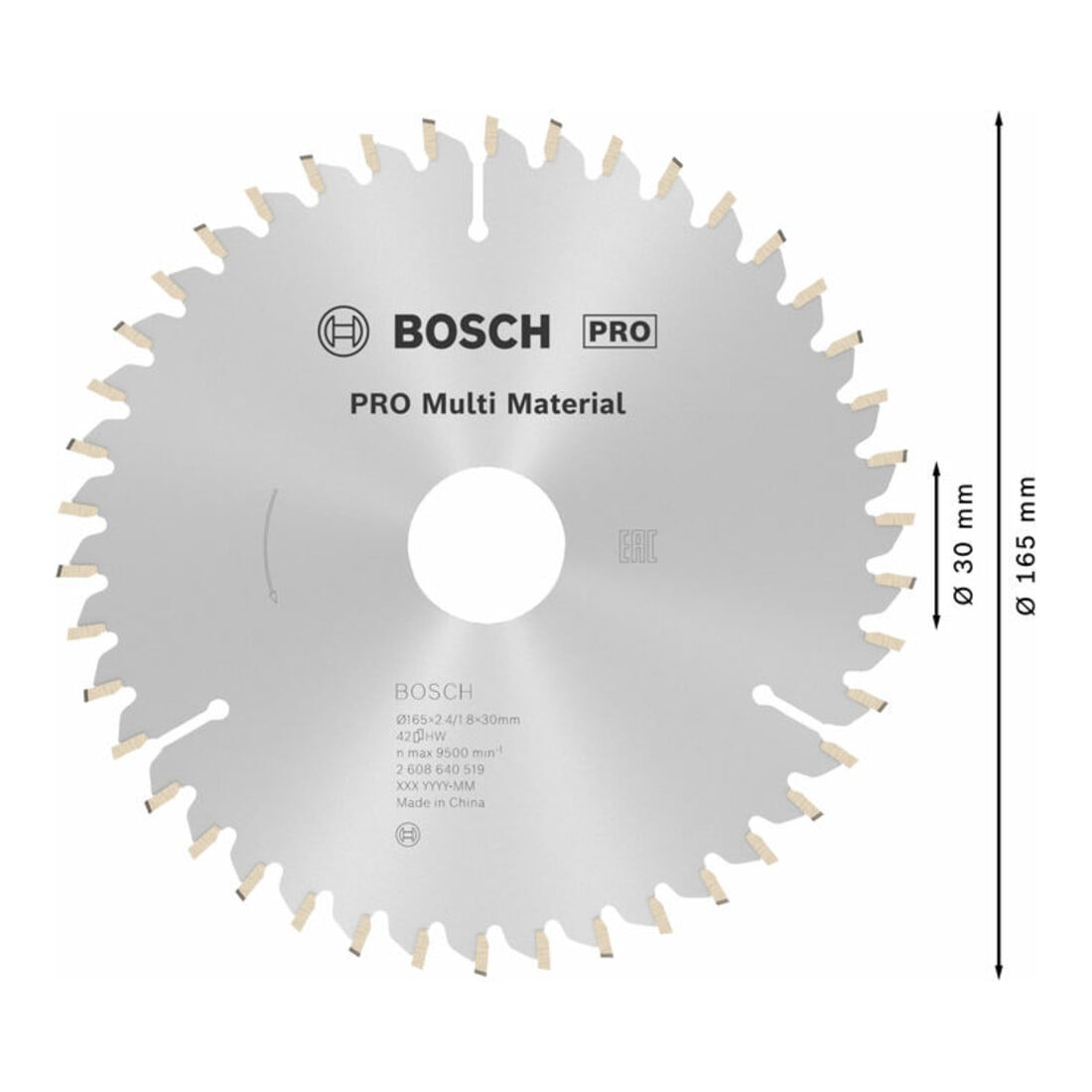 Bosch Lama circolare per sega Multi Material, 165x30x2,4mm 42