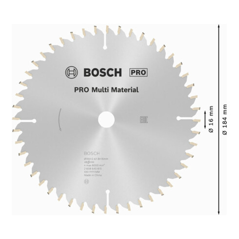 Bosch Lama circolare per sega Multi Material, 184x16x2,4mm 48