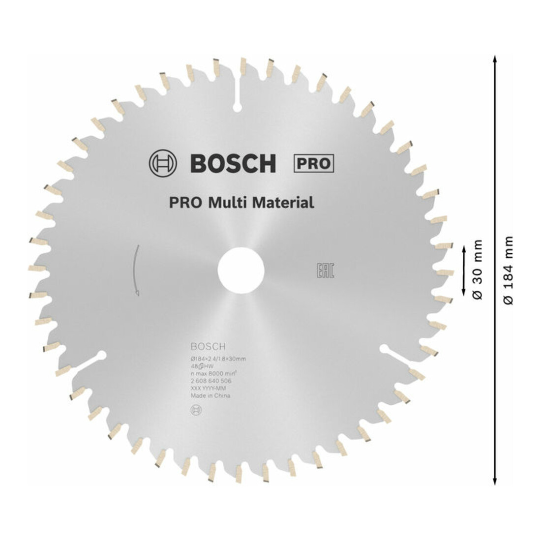 Bosch Lama circolare per sega Multi Material, 184x30x2,4mm 48
