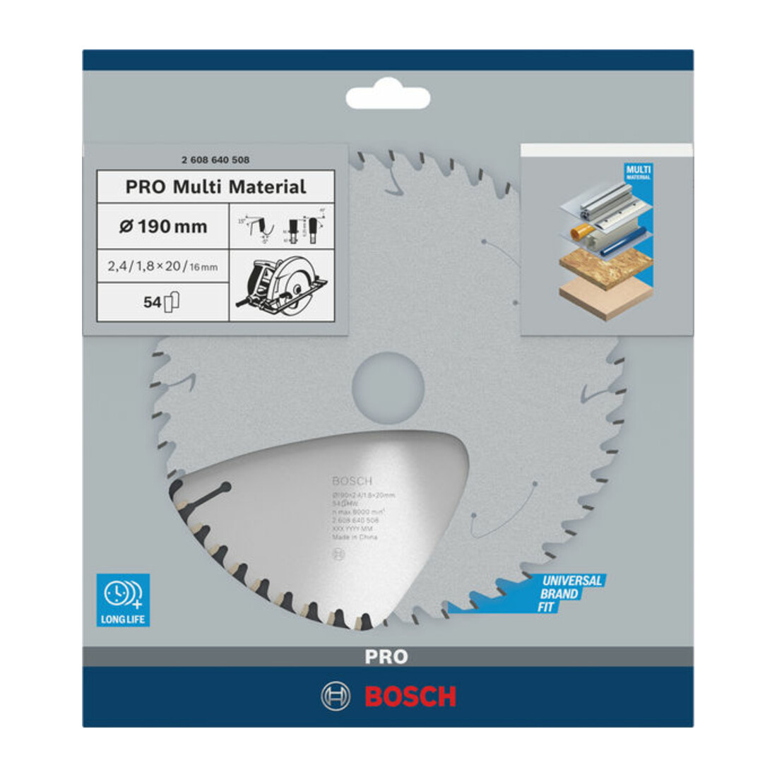 Bosch Lama circolare per sega Multi Material, 190x20/16x2,4mm 54