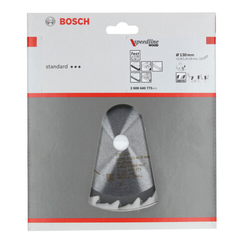 Bosch Lama circolare per sega Speedline Wood, 130x16x2,0mm 18