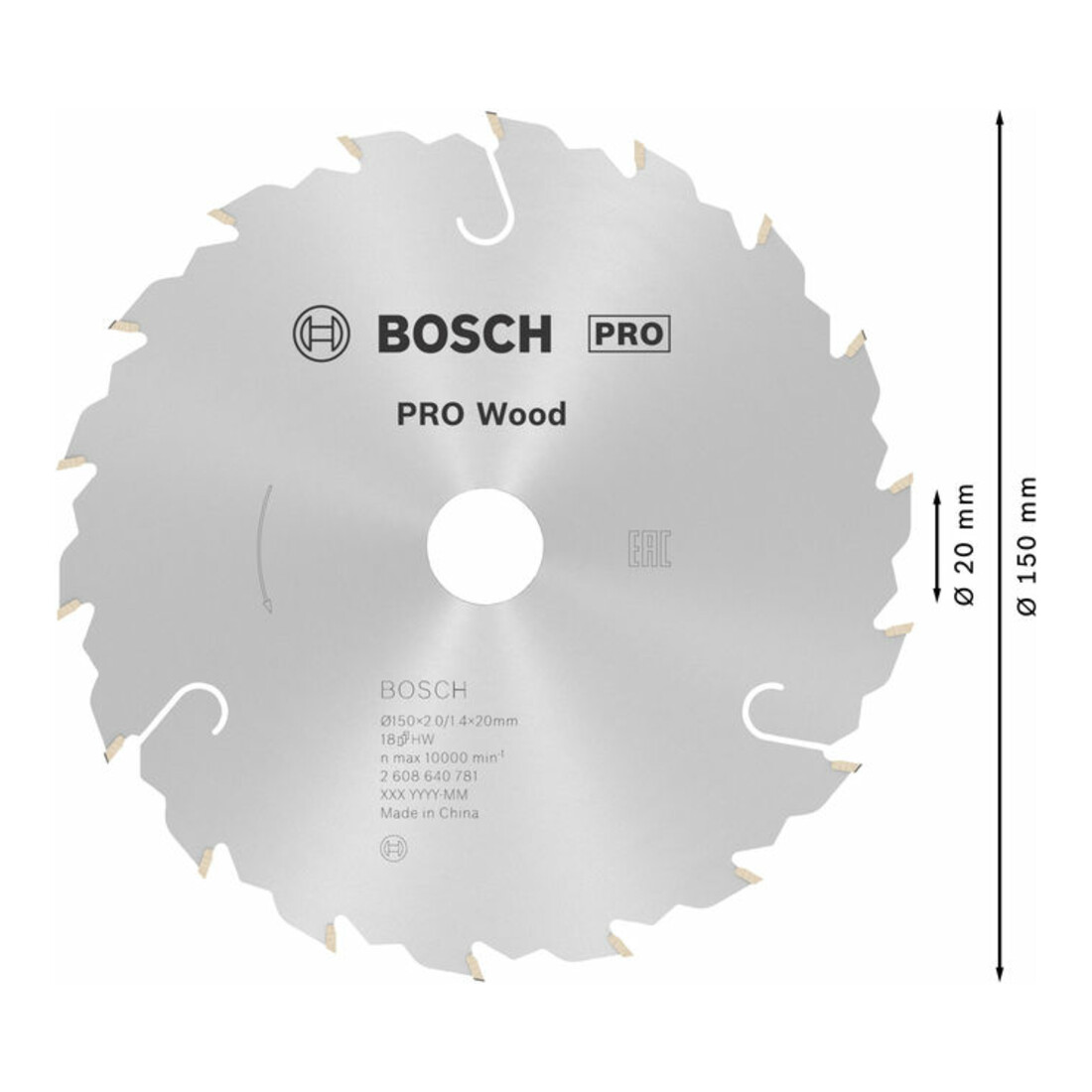 Bosch Lama circolare per sega Speedline Wood, 150x20x2,0mm 18