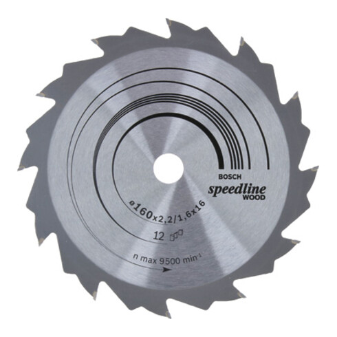 Bosch Lama circolare per sega Speedline Wood, 160x16x2,2mm 12