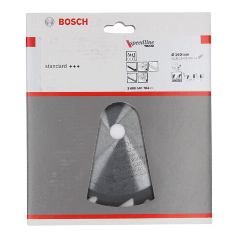 Bosch Lama circolare per sega Speedline Wood, 160x16x2,2mm 12