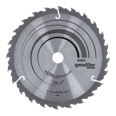 Bosch Lama circolare per sega Speedline Wood, 190x20/16x2,2mm 24