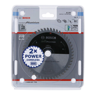 Bosch Lama circolare Standard for Aluminium, per seghe a batteria portatili, a tuffo e per Metalli