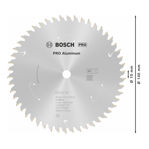 Bosch Lama circolare Standard for Aluminium per sega a batteria, 140x1,6/1,1x10, 50 denti