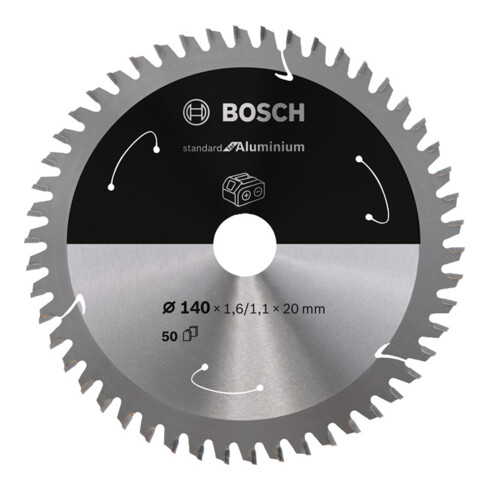 Bosch Lama circolare Standard for Aluminium per sega a batteria, 140x1,6/1,1x20, 50 denti