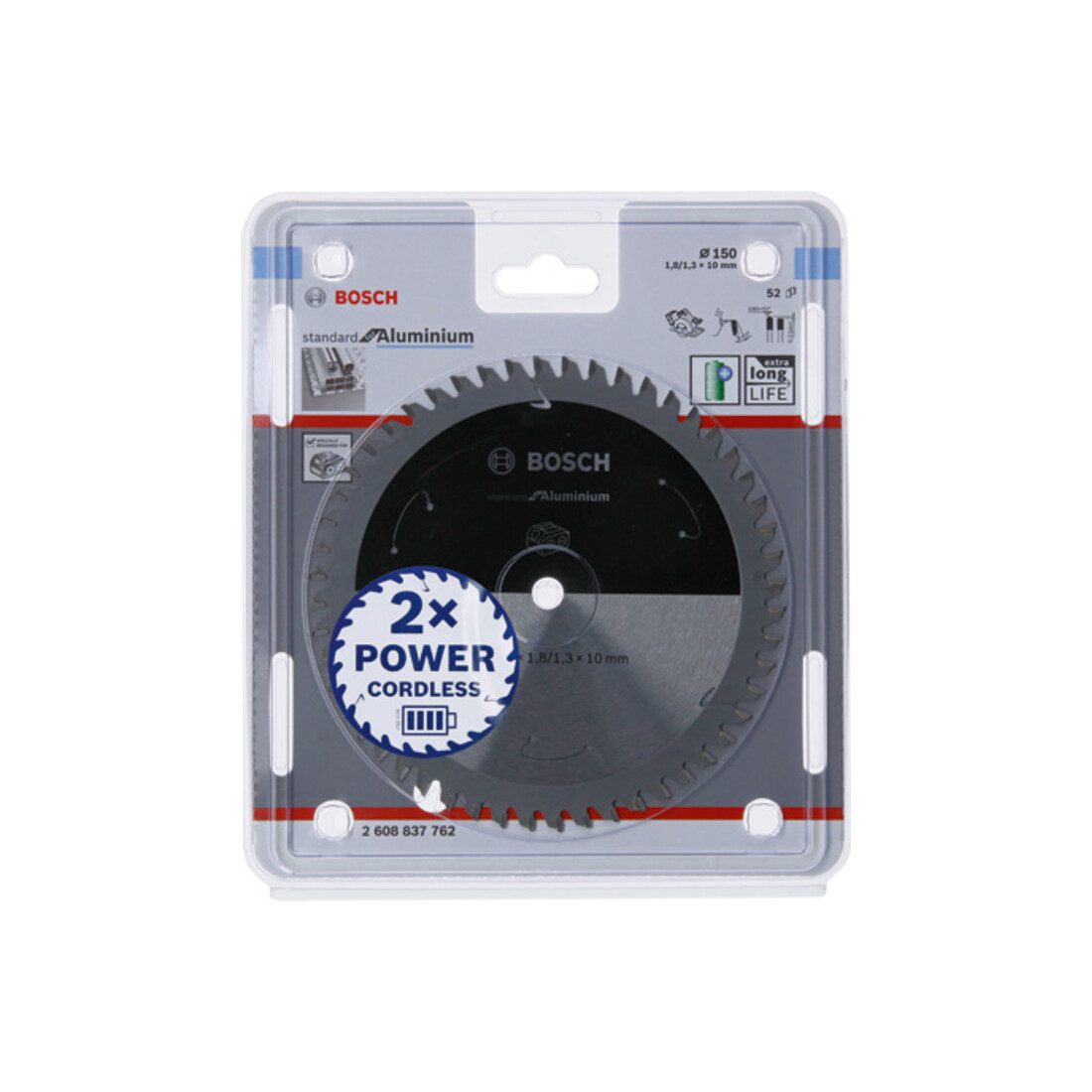 Bosch Lama circolare Standard for Aluminium per sega a batteria, 150x1,8/1,3x10, 52 denti