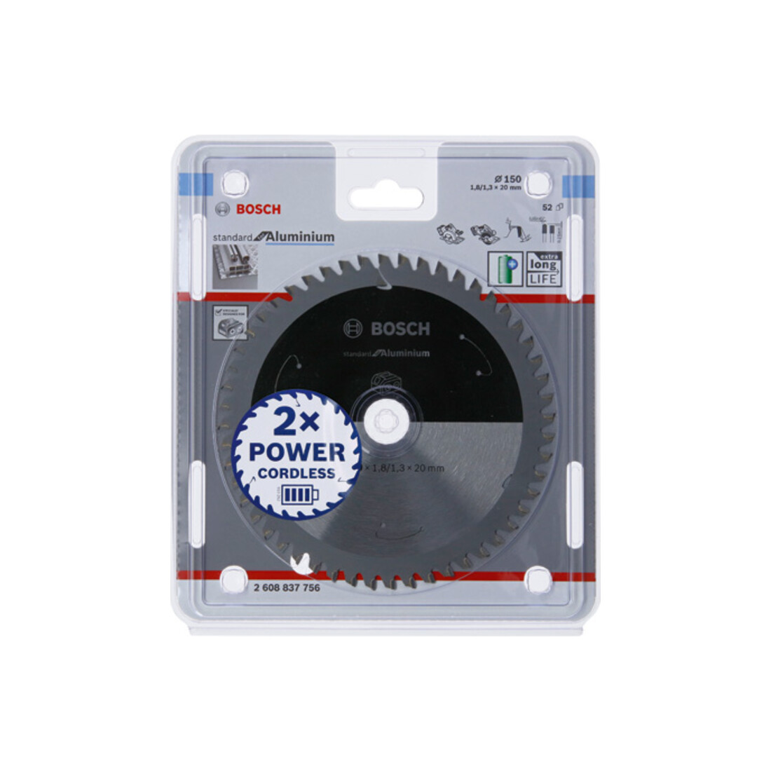 Bosch Lama circolare Standard for Aluminium per sega a batteria, 150x1,8/1,3x20, 52 denti