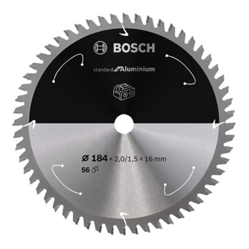 Bosch Lama circolare Standard for Aluminium per sega a batteria, 184x2/1,5x16, 56 denti