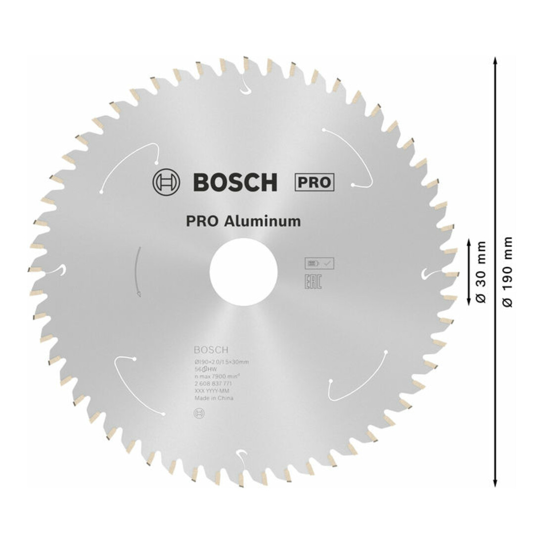 Bosch Lama circolare Standard for Aluminium per sega a batteria, 190x2/1,5x30, 56 denti