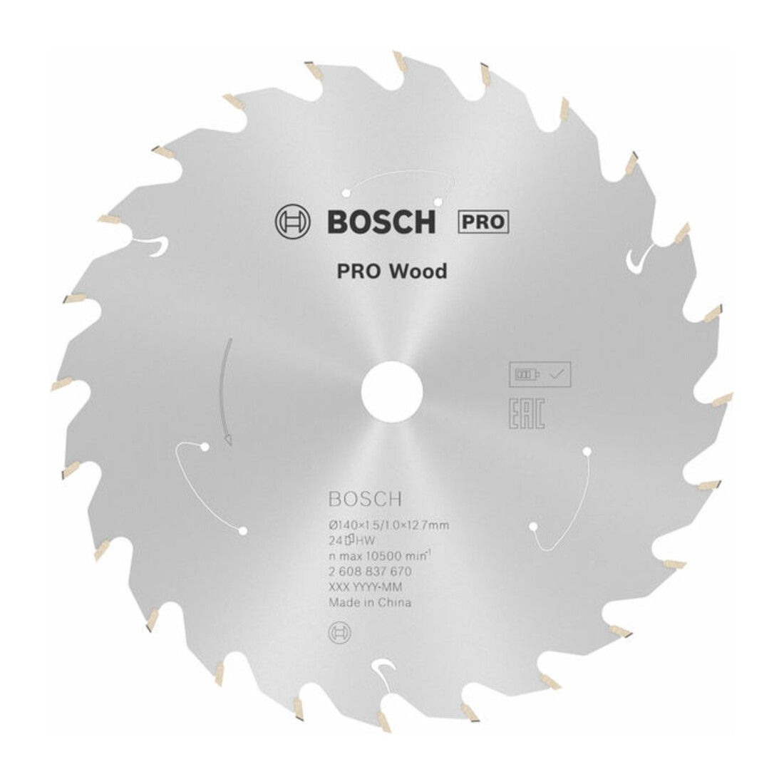 Bosch Lama circolare Standard for Wood per sega a batteria, 140x1,5/1x12,7, 24 denti