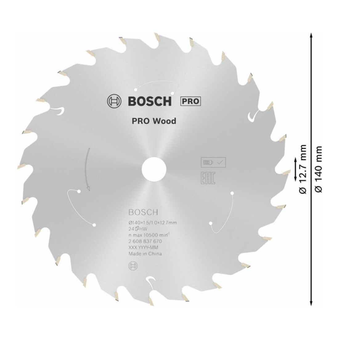 Bosch Lama circolare Standard for Wood per sega a batteria, 140x1,5/1x12,7, 24 denti