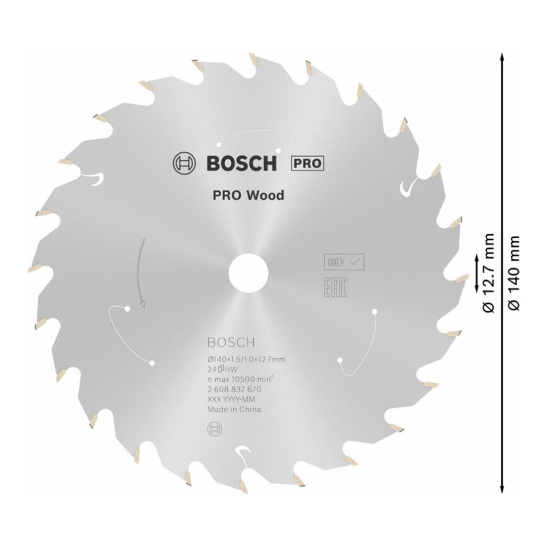 Bosch Lama circolare Standard for Wood per sega a batteria, 140x1,5/1x12,7, 24 denti