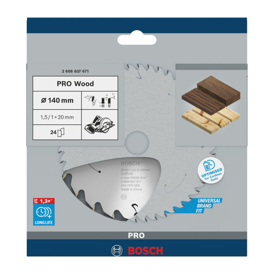 Bosch Lama circolare Standard for Wood per sega a batteria, 140x1,5/1x20, 24 denti