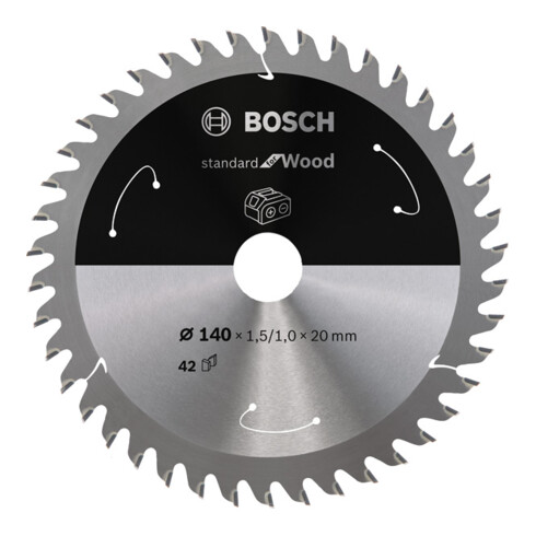 Bosch Lama circolare Standard for Wood per sega a batteria, 140x1,5/1x20, 42 denti