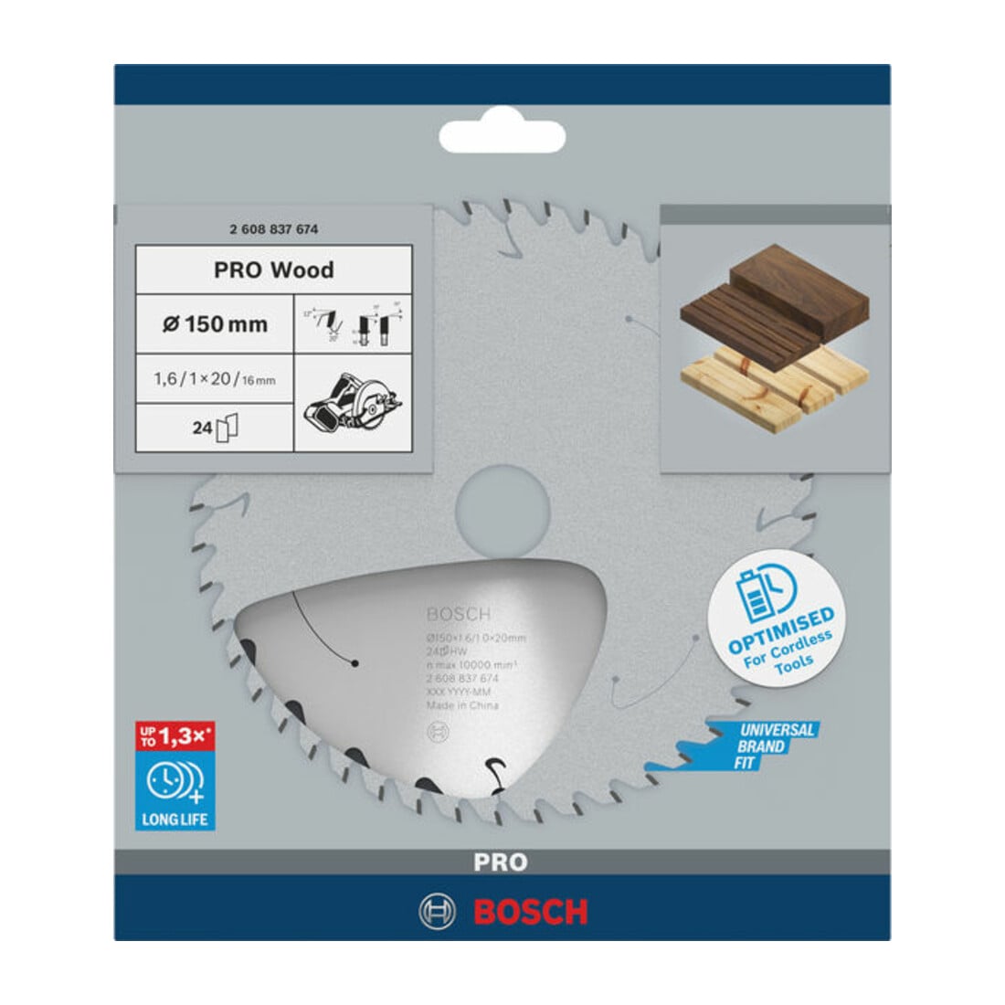 Bosch Lama circolare Standard for Wood per sega a batteria, 150x1,6/1x20, 24 denti