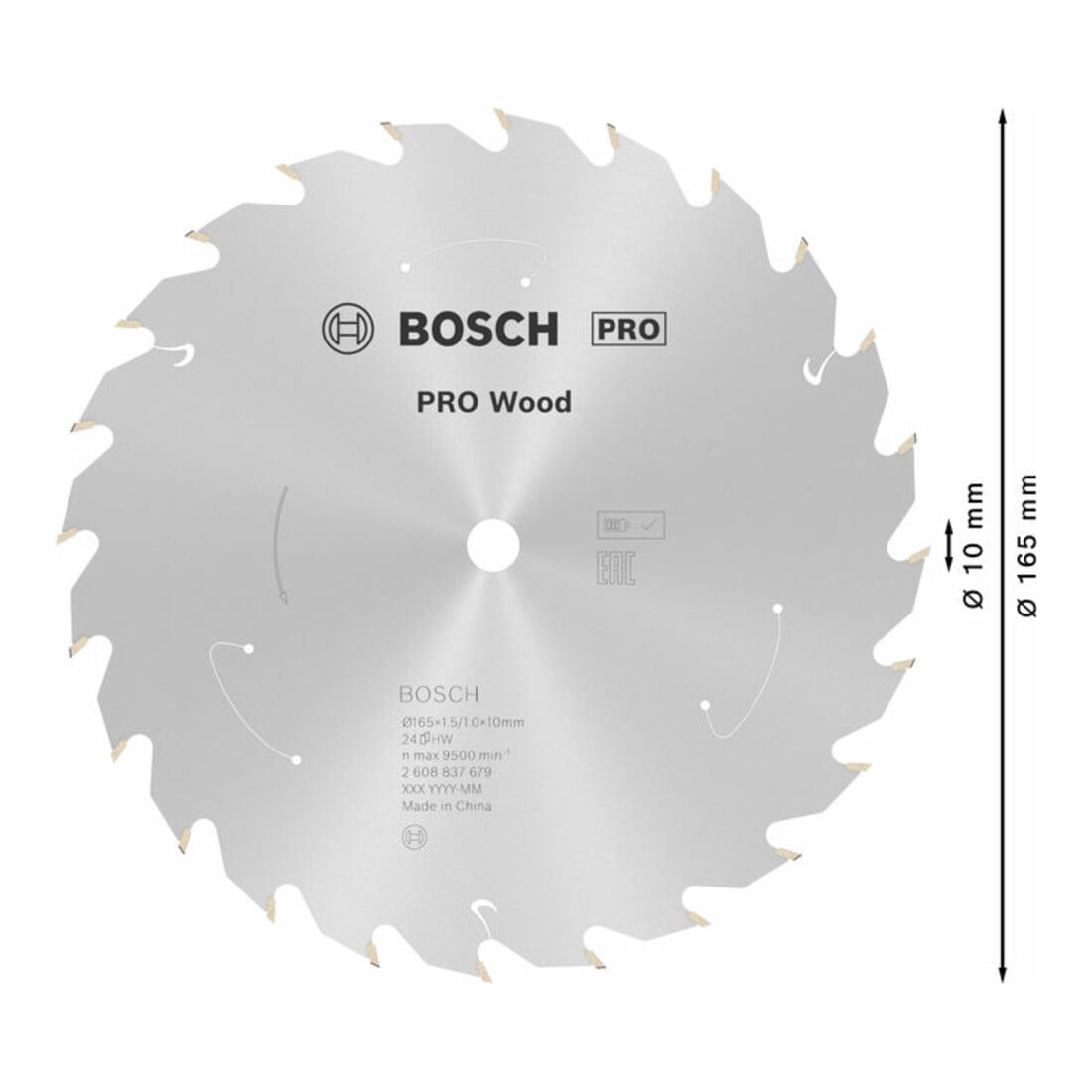 Bosch Lama circolare Standard for Wood per sega a batteria, 165x1,5/1x10, 24 denti