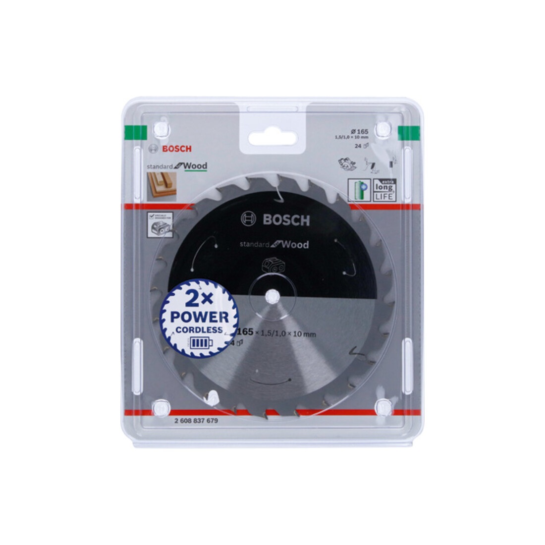 Bosch Lama circolare Standard for Wood per sega a batteria, 165x1,5/1x10, 24 denti