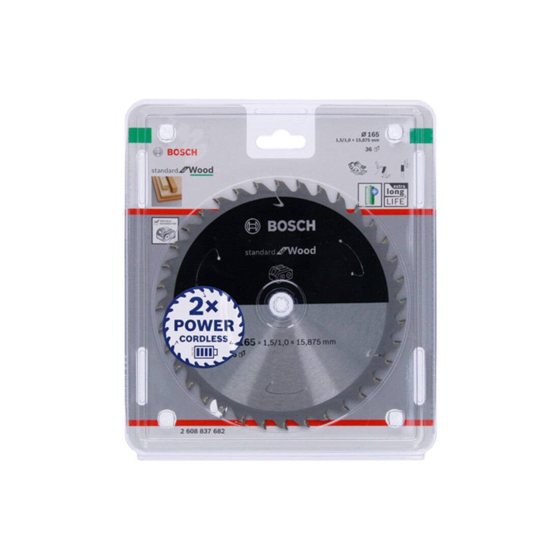 Bosch Lama circolare Standard for Wood per sega a batteria, 165x1,5/1x15,875, 36 denti